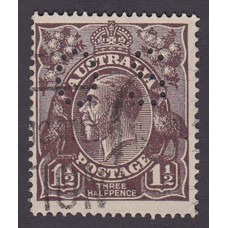 Australian    King George V   1½d Penny Half Pence Black Brown   Single Crown WMK Perf O.S. Plate Variety 4R8